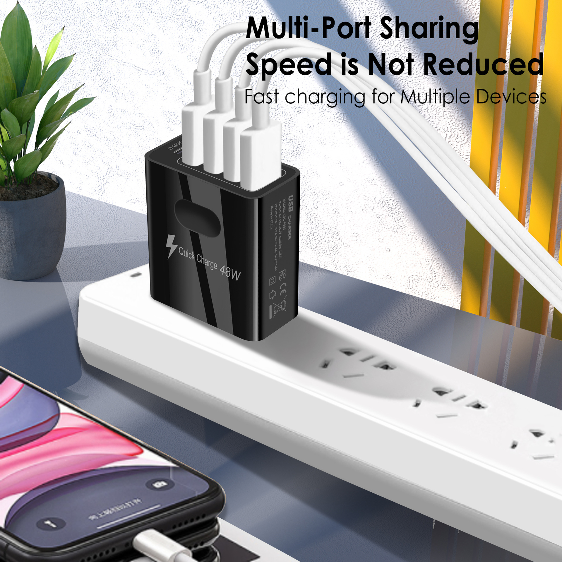 Sınır ötesi yeni ürün çoklu portlu USB şarj cihazı 5V2A Avrupa tipi-C çok fonksiyonlu hızlı şarj cep telefonu PD şarj başlığı