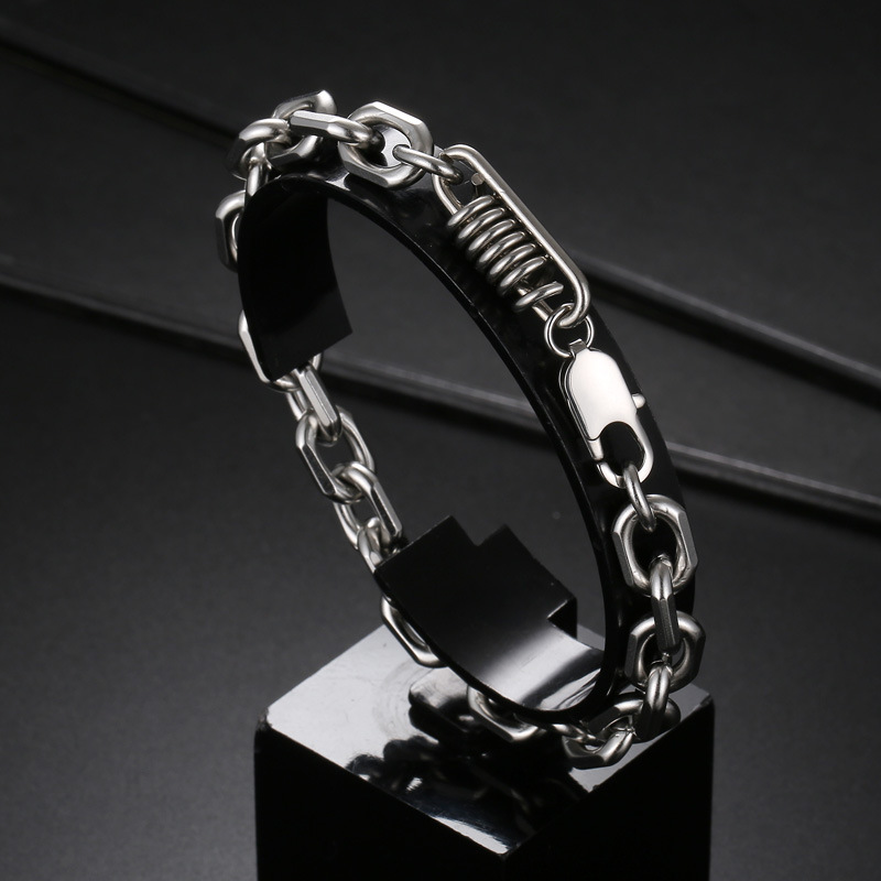 Punk Solid Color Titanium Steel Vacuum Plating Men'S Bracelets Men's Chain Bracelets display picture 1