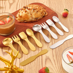 304 stainless steel Children's spoon Fork ice cream ice cream spoon dessert fork pudding spoon butter knife seasoning spoon coffee spoon