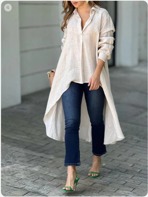 Spandex, Polyester Fabric Type Long Top Length Wholesale Women's Streetwear Solid Color Long Sleeve Button Blouses