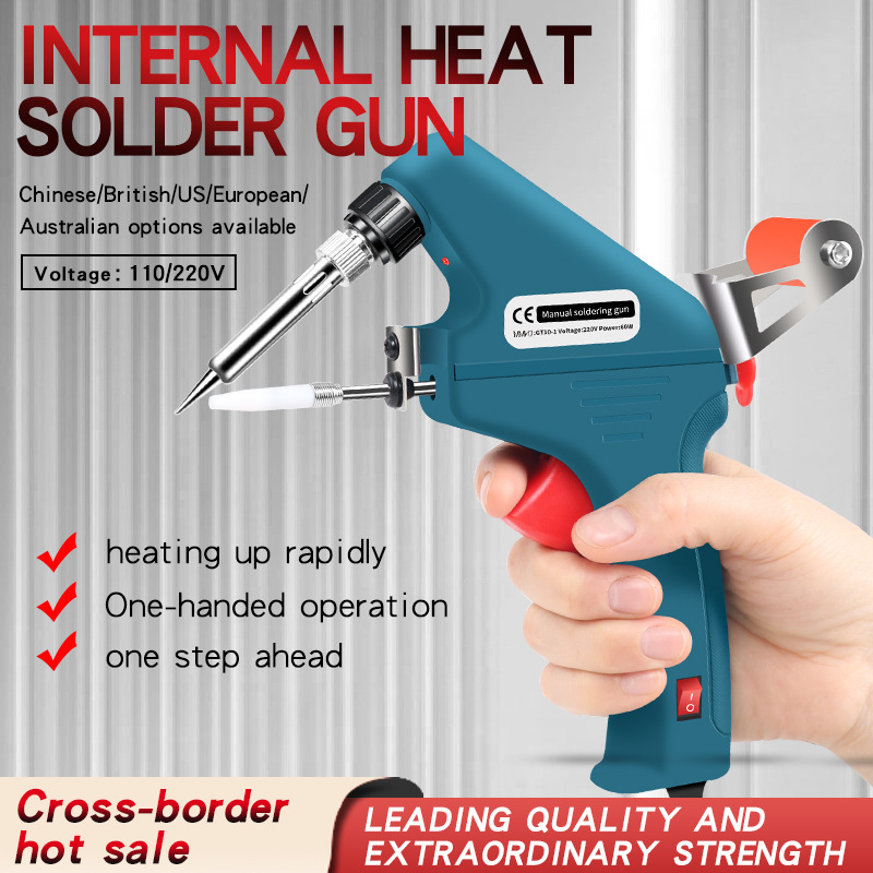 Pistola de soldadura térmica interna de 100W de mano cuidadosamente seleccionada transfronteriza, soldador eléctrico de mano de 110V de doble calibre de EE. UU. Y Europa entrega automática de estaño