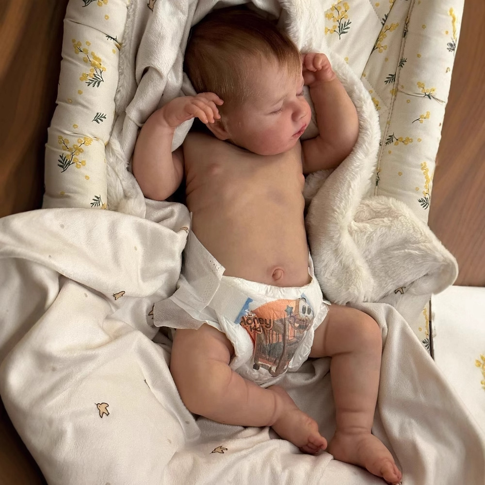 Muñeca bebé realista de 49 cm, LouLou, con piel 3D, cuerpo lavable, transfronteriza.