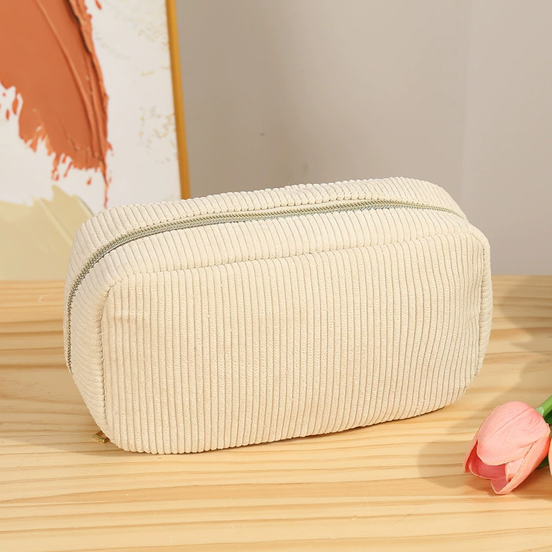 Новая простая вельветовая портативная сумка-клатч 2025 года, вместительная косметичка, дорожная сумка для хранения, женская сумка для макияжа