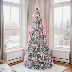 2025 新しいクロスボーダークリスマスツリー伸縮式クリスマスツリー植毛大型家庭用高価値リボンクリスマスツリー