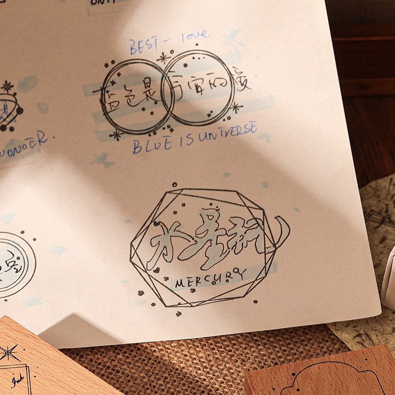 1000 mil marcas de tinta caja de sello de madera marco retro transfronterizo sello de cuenta de mano sello de madera caja de mensajes sello decorativo