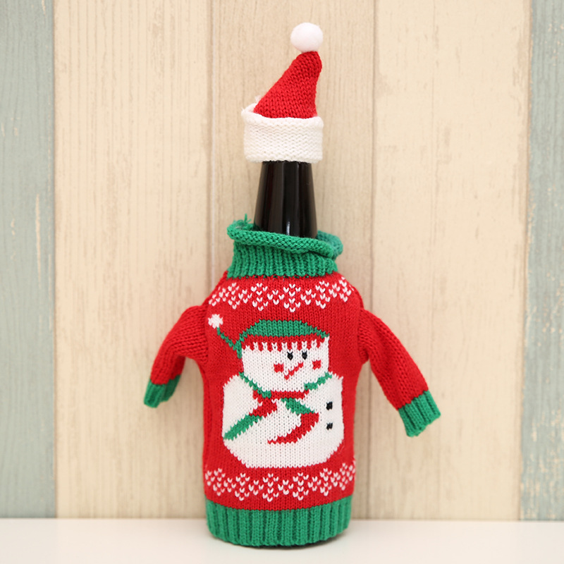 Christmas New high-grade knitted Christmas wine bottle set sweater wine bottle set 4 Christmas beer bottle decorations wholesale_voghion.com