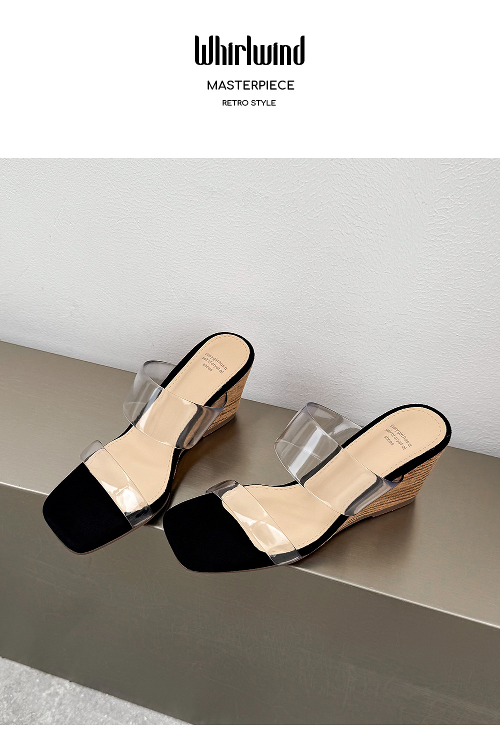 Dép sandal nữ quai chữ V gót cao 7 cm, phong cách nghỉ dưỡng, thiết kế trong suốt — màu nâu chi tiết 13