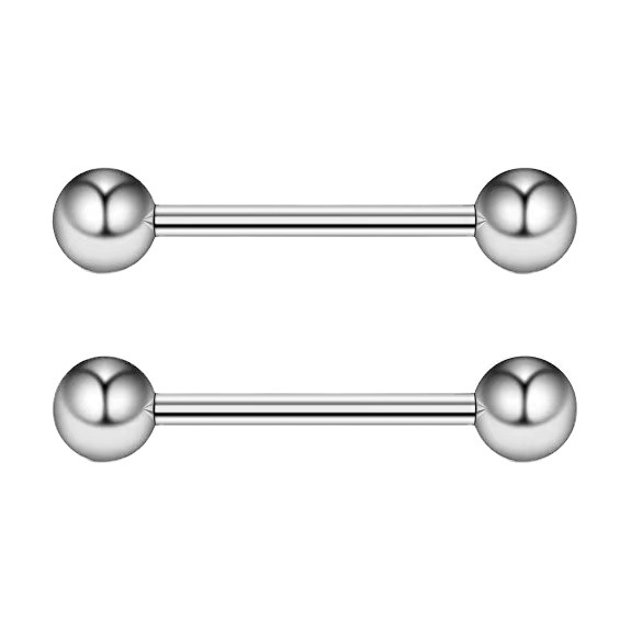 G23チタン1.6mm外歯ストレートダブルヘッドボール14gバーベルピアスチタン合金ピアスアクセサリー