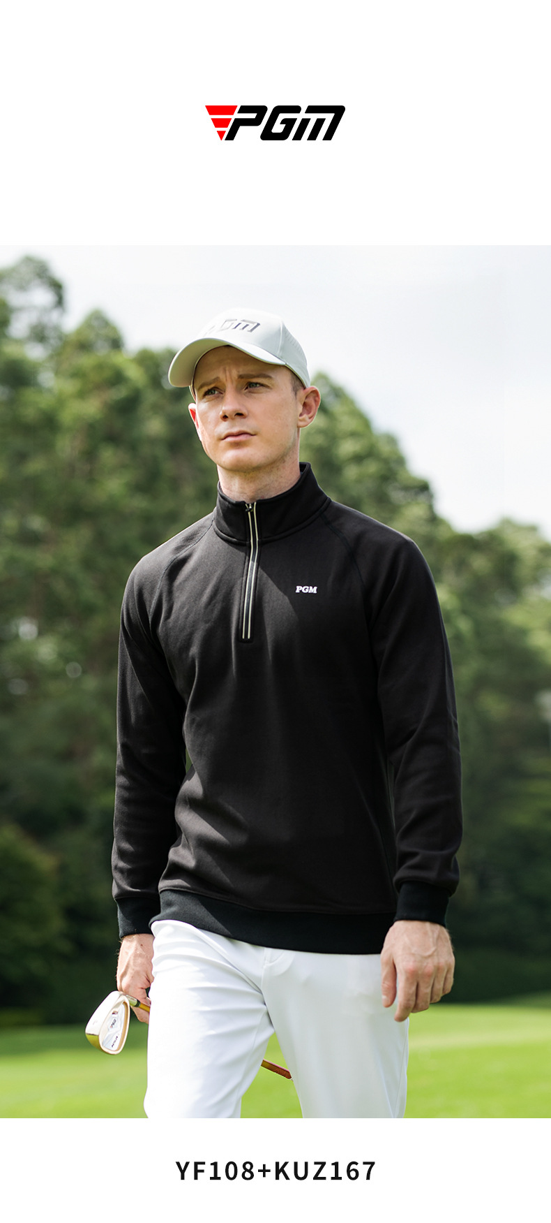 Áo len golf nam dài tay cổ cao, lót nhung ấm áp — Áo lót nhung màu đen YF108 chi tiết 7