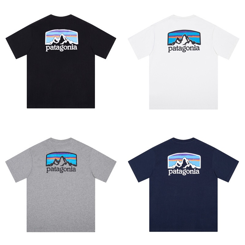 Cross-Border Foreign Trade Patagonia Mountain Peak Printed Short-Sleeved Casual Loose Outdoor Round Neck T-Shirt for Men