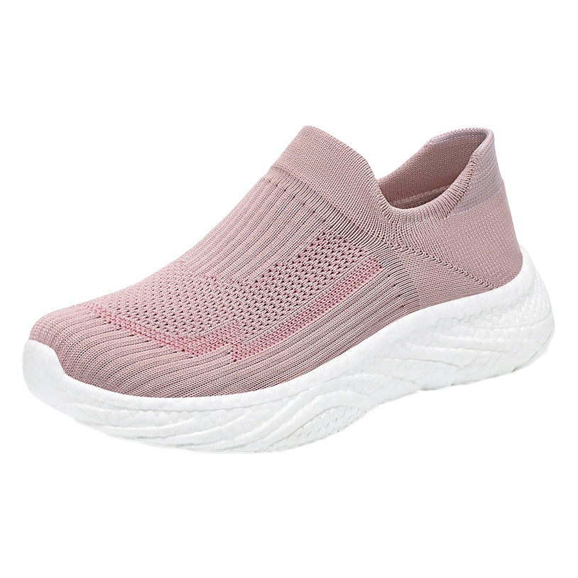 Zapatos de mujer 2024 nueva zapatilla de deporte casual zapatos de correr tejidos zapatos perezosos de fondo suave estilo coreano zapatos de moda antideslizantes