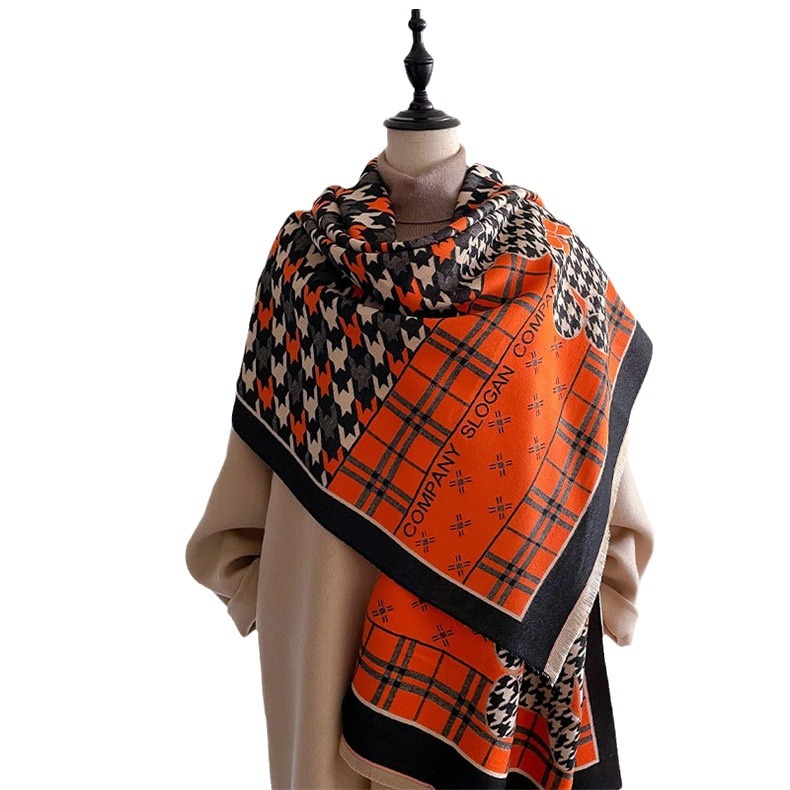 Waling Blanet~Designer coreano Little Bear Thousand Bird Pattern Sciarpa da donna invernale Scialle I mitation Cashmere Caldo_voghion.com