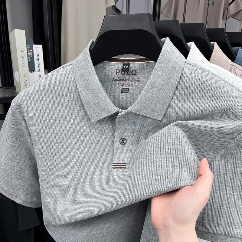 綿 100% ポロシャツ夏の新しいハイエンドメンズ半袖 Tシャツ高品質ラペル半袖トップ卸売|undefined