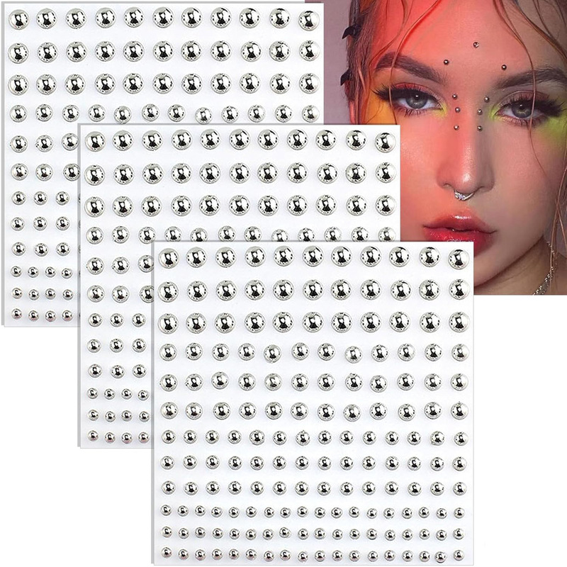 Glue-Free Girl Group Face Fake Nose Studs Eyebrow Studs Non-Piercing Silver Belly Button Stickers Punk Y2K Tattoo Stickers