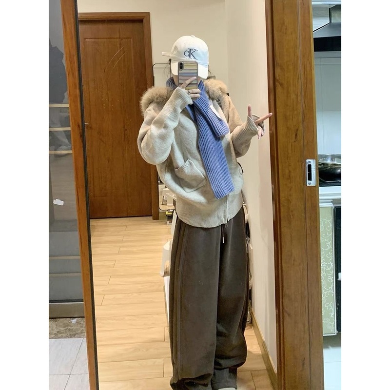 连帽拉链毛衣外套女秋季2025新款感慵懒宽松韩系针织开衫女装|undefined