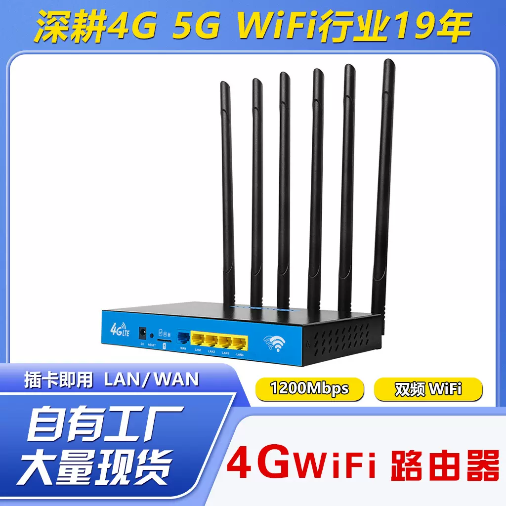 4G路由器工业1750Mbps双频千兆6天线家用企业办公4G WiFi Router