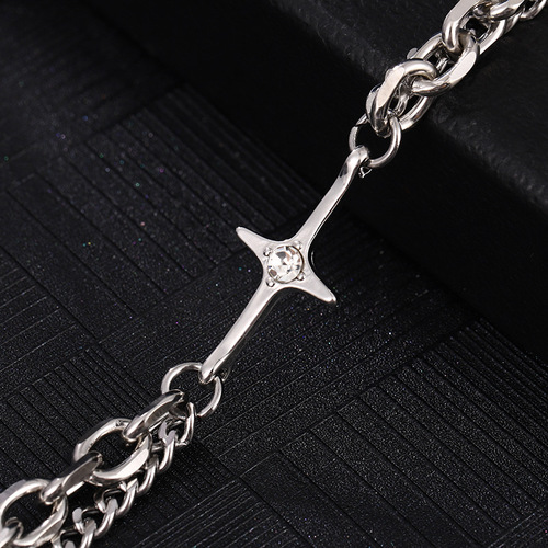 Star Cross Bracelet Men's Titanium Steel Non-Fading New Retro Double Layer Chain Accessories High-end Women's Accessories