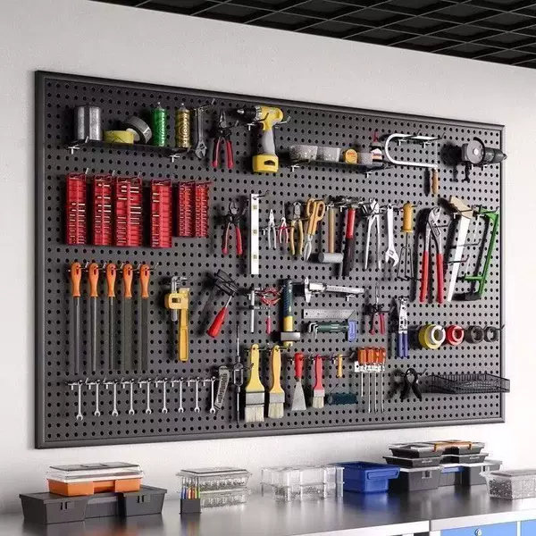 Tool Wall Pegboard Multifunctional Hanging Board Storage Rack Wall-Mounted Shelf Perforated Board Hardware Stainless Steel Organizer