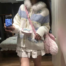 艺术生甜美温柔风外穿毛衣女秋冬新款宽松慵懒风设计感针织衫上衣