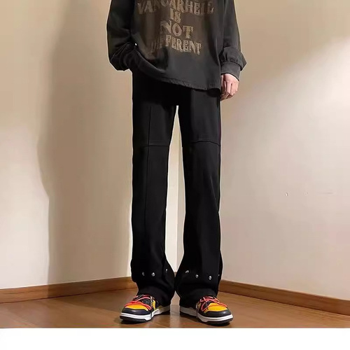 American Vibe Streetwear Elastic Denim Straight Leg Spring and Autumn Slimming Men's Pants