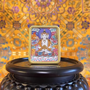 Pure Xizang-Style 4X5Cm Hand-Painted Thangka of Buddha Vairocana Thangka Pendant, Intangible Cultural Heritage, Zodiac Monkey and Sheep, Buddha Eight