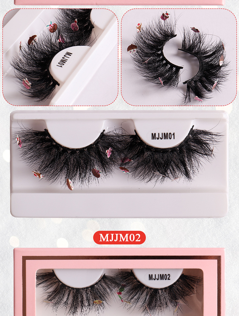 Christmas Mink Hair False Eyelashes Pink Box A Pair With Stickers display picture 2