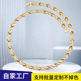 东莞工厂定制镶钻锆石锗石项链钛钢磁疗磁石磁性纯钛项链批发