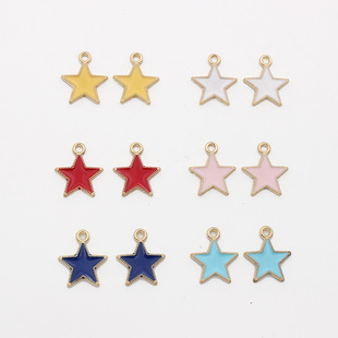 Xipeng jewelry diy drop oil alloy pendant five-pointed star earrings necklace jewelry accessories star bracelet pendant