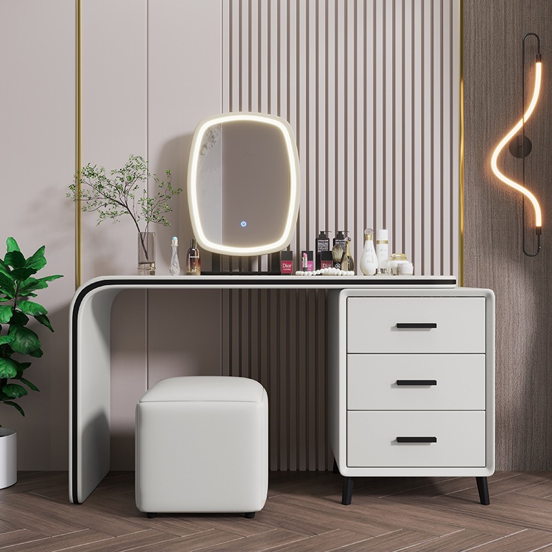 Fábrica directa moderna simple mesa de madera massiva 2026 nuevo dormitorio principal mesa de maquillaje de lujo pequeño almacenamiento