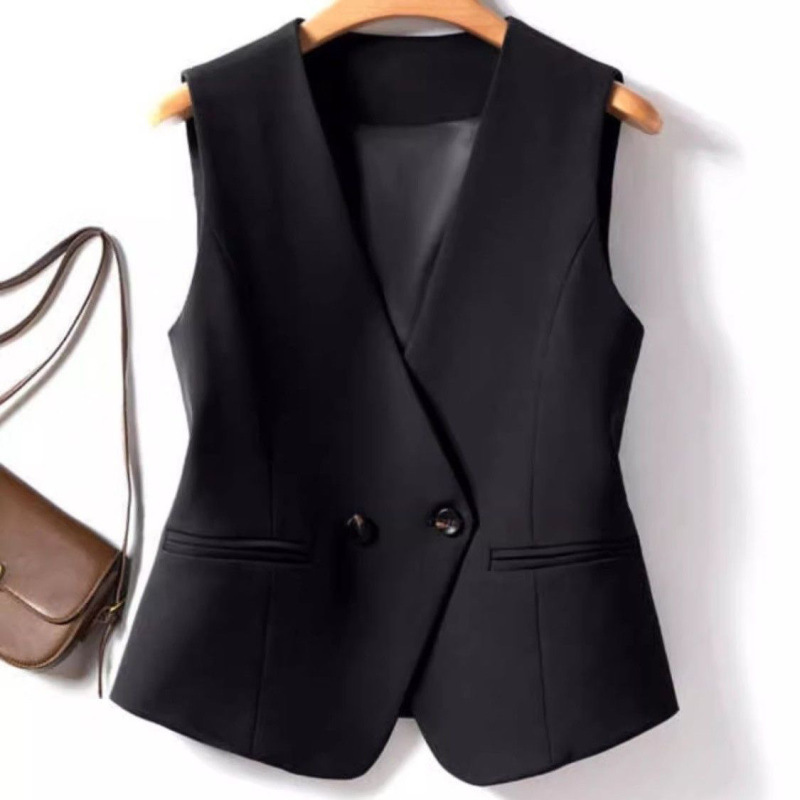 Women's Vest for Spring and Autumn, Sleeveless Outerwear, Short Vest, Chanel-Style Outerwear, Thin and Fashionable, Versatile