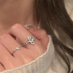 超仙氣質戒指女ins小眾設計感精緻鋯石指環開口可調節2023年新款