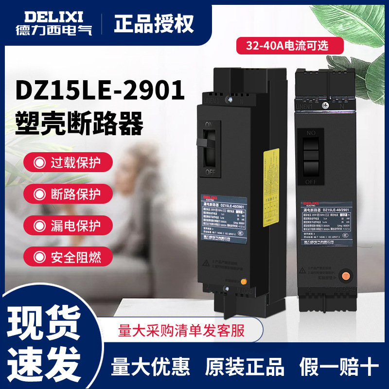 德力西电气DZ15LE-40/2901漏电开关保护器断路器16A 20A 32A 40A