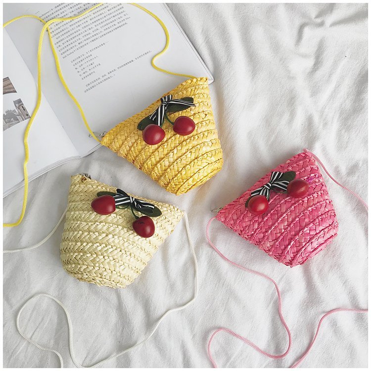 Fabrik Großhandel neue süße Kirsche Stroh Tasche Geldbörse Sommer Crossbody Stroh Tasche gewebte Tasche Urlaub Strandtasche_voghion.com