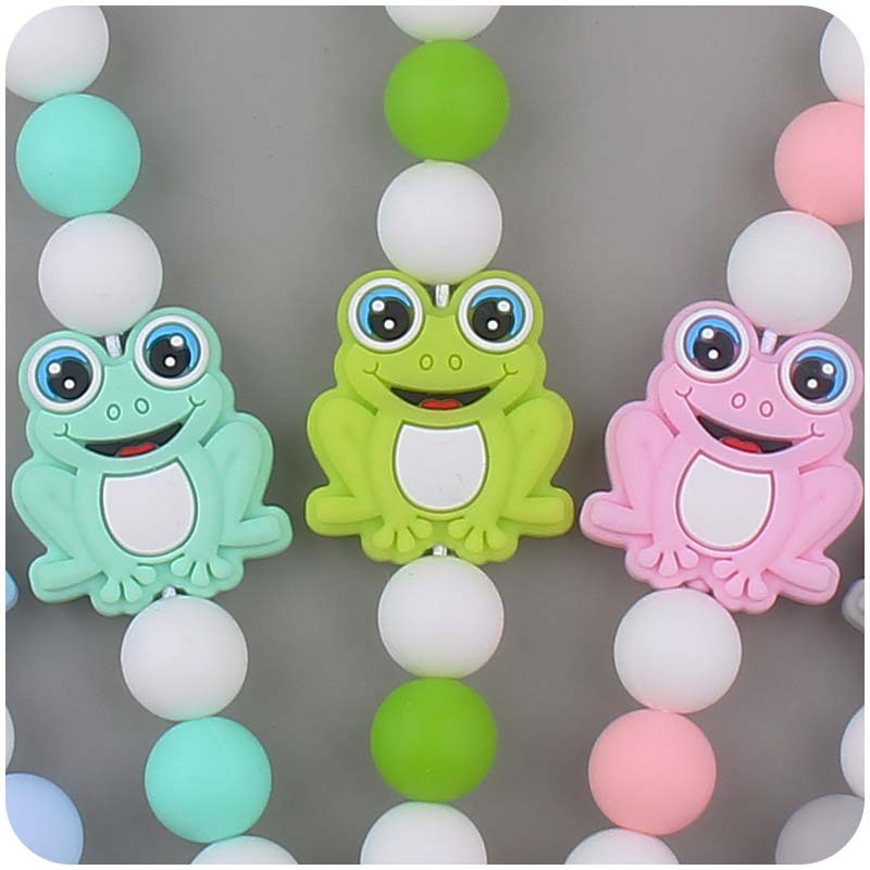 Nuevo bebé suministros chupete cadena bebé creativo dibujos animados animal Rana silicona mordedura pegamento anti-gota cadena