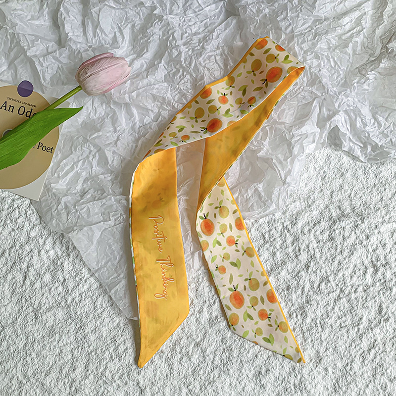 Bufanda de seda, banda larga, sensación de alta calidad, nuevo estilo, cuello, bufanda pequeña, serie de frutas, pañuelo para el cabello, cinta para el cabello