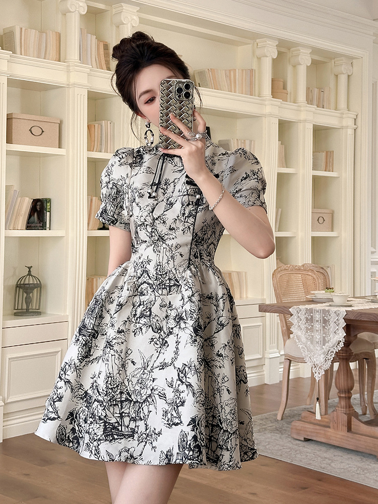 Váy sườn xám cách tân Trung Quốc dáng chữ A eo giảm béo — màu sắc