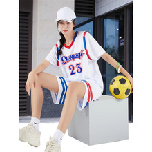 篮球服女学生运动比赛球衣假两件短袖训练队服儿童夏季班服订