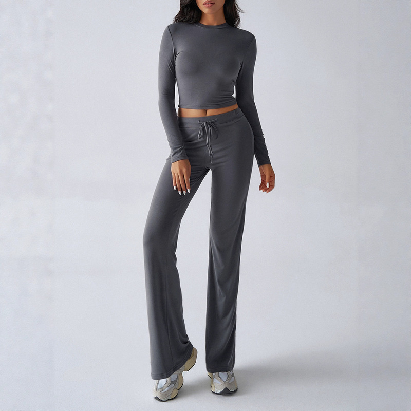Amazon Independent Station 2025 Autumn and Winter Two-Piece Sports Long-Sleeved T-Shirt Straight-Leg Pants Yoga Style Casual Suit for Women Amazon Independent Station 2025 Autumn and Winter Two-Piece Sports Long-Sleeved T-Shirt Straight-Leg Pants Yoga Style Casual Suit for Women