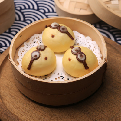 红豆小黄人卡通包子广式早茶广东酒楼早餐速冻点心 4包包邮360g装