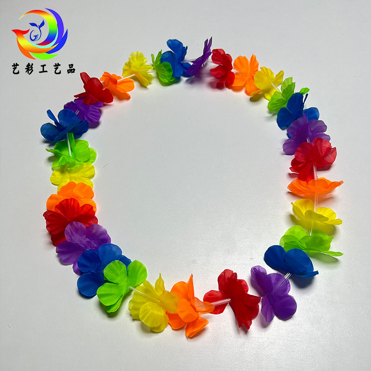 Guirnaldas hawaianas poliéster, 24 pares 6cm/100cm coloridas