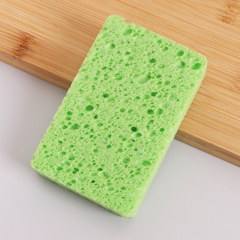 Pulpa de madera natural, lavado de platos de algodón, esponja, limpieza de cocina, bloque de esponja absorbente de agua, cepillo antiadherente, tazón, esponja de pulpa de madera de color
