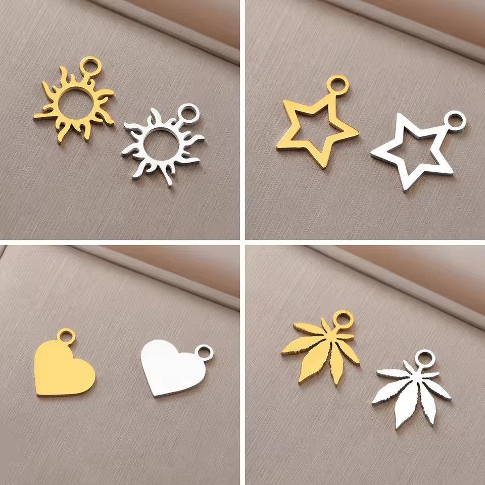 공장 직접 18K 금 진공 도금 불규칙한 태양 스테인레스 스틸 펜던트 DIY 보석 수제 펜던트 재고
