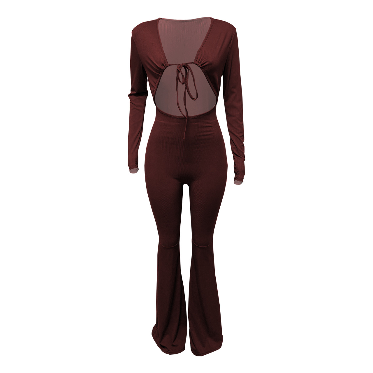 Ribbed Hollow Sexy Women Jumpsuit