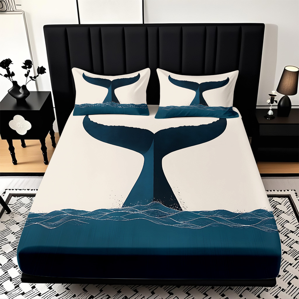 TEMU / JIT transfronterizo encantadora criatura submarina impresa digital 3D cama de cama de cama