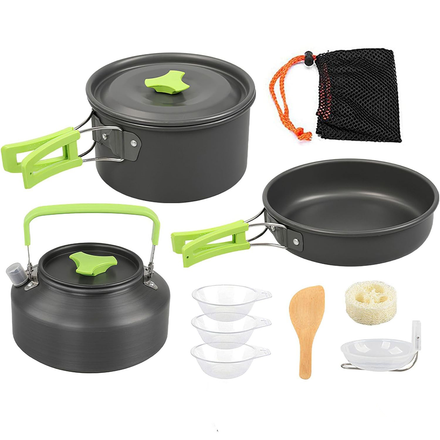 アマゾン屋外鍋ティーポットセット2 ~ 3人セット鍋とティーポットキャンプ調理器セット3セット