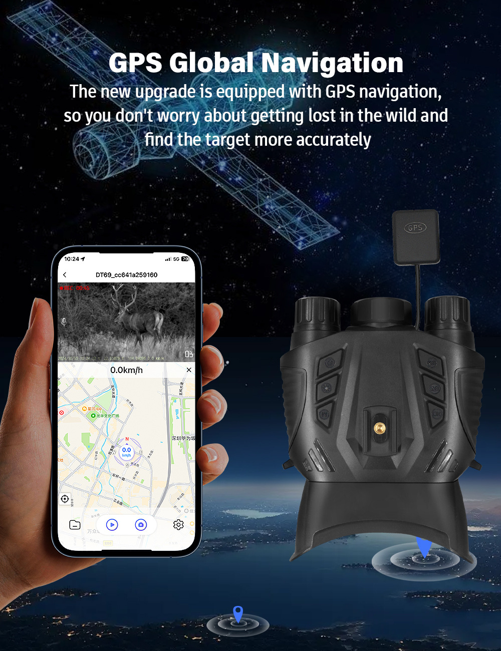 DT69 Kopfmontierte Vollfarb-WIFI-Nachtsichtbrille mit 2,5K Video-Nachtsichtfernglas GPS optional für Jagdcamping – Detail 5