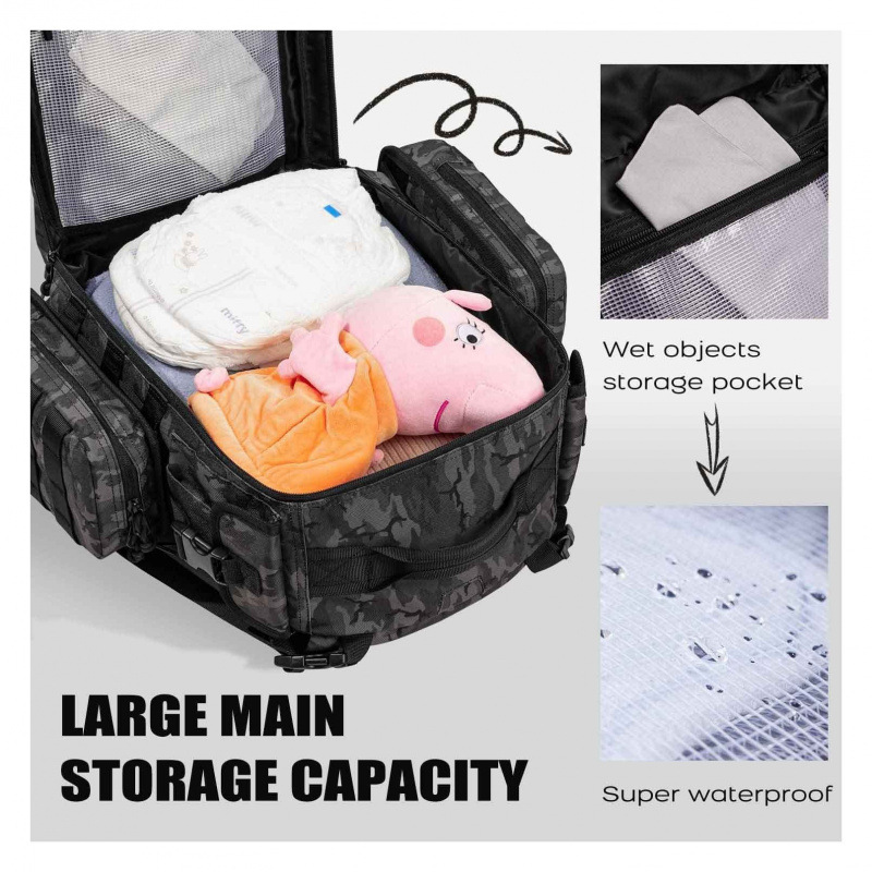 Nuevas tácticas de comercio electrónico transfronterizo para hombres mochila de pañales multifuncional, mochila de diseño cómodo a prueba de agua de gran capacidad