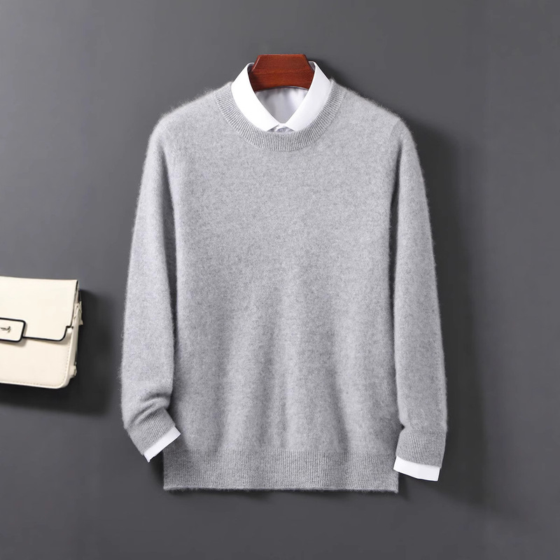 100% Pure Wool Men's Half-High Round Neck Classy Seamless Knitwear Base Cashmere Autumn and Winter Loose Casual Thickeneded 100% Pure Wool Men's Half-High Round Neck Classy Seamless Knitwear Base Cashmere Autumn and Winter Loose Casual Thickeneded