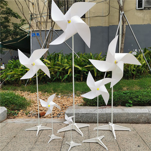 Pure White Four-Leaf Large Windmill Wedding Photography Props Windmill Decoration Outdoor Rotating Kindergarten Toy Small Windmill