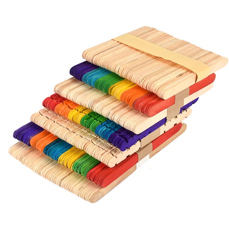 Ice Cream Stick DIY Handmade Material Building Model Popsicle Stick Small Wooden Stick Wooden Strip Round Wooden Stick Wood Art